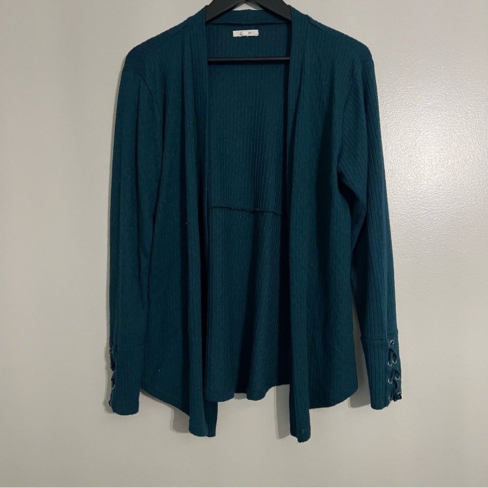 Maurices Large Teal Open-Front Women's Sweater